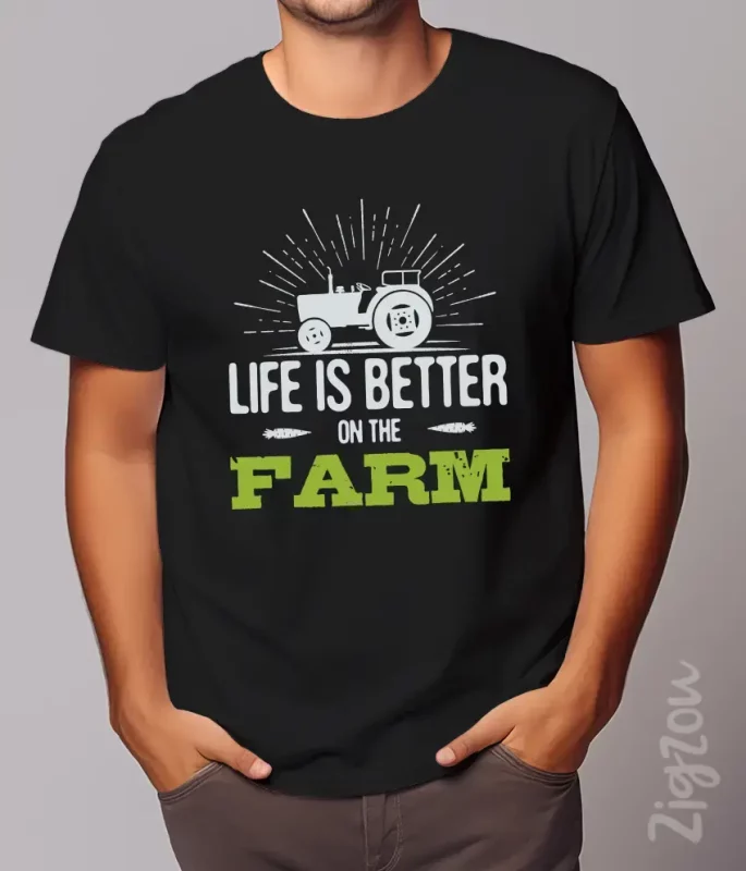 życie jest lepsze na wsi koszulka męska z nadrukiem