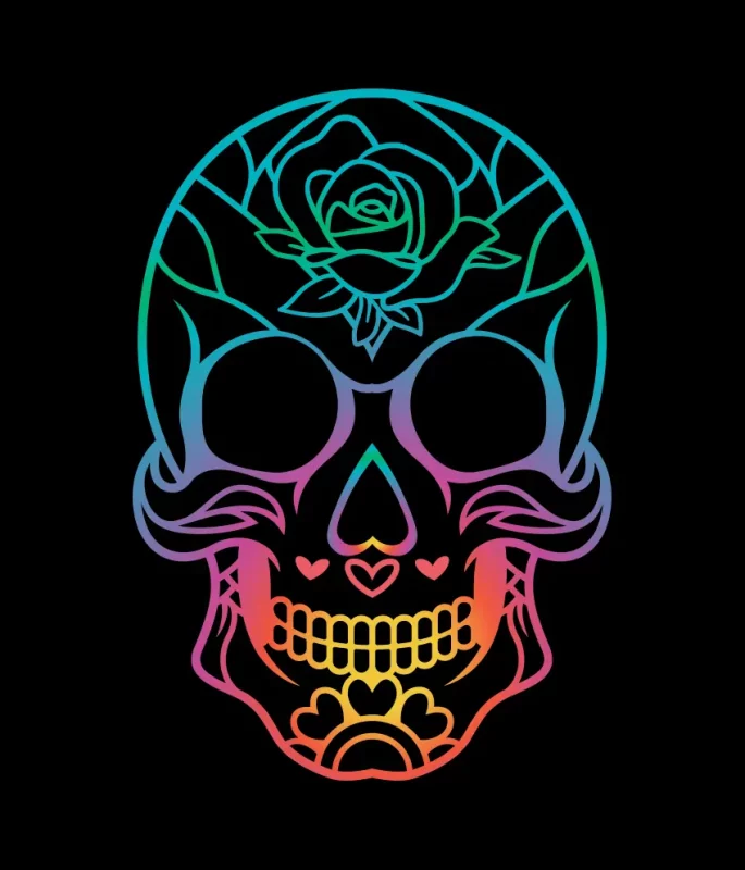 Neon Sugar Skull drukowany t-shirt oversize