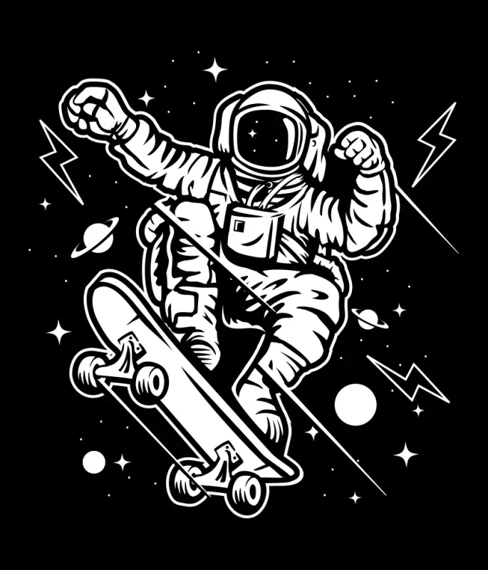 astronauta na deskorolce grafika