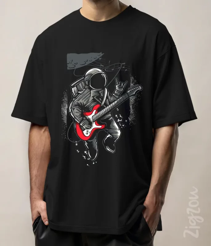 Astronauta z gitarą koszulka oversize z nadrukiem
