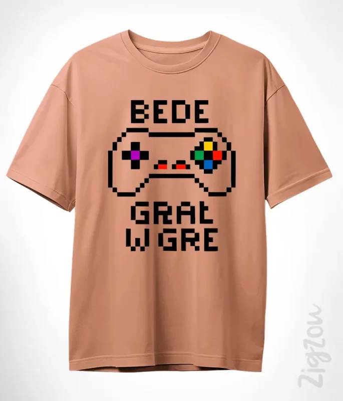 koszulka oversize z nadrukiem - Bede grał w gre