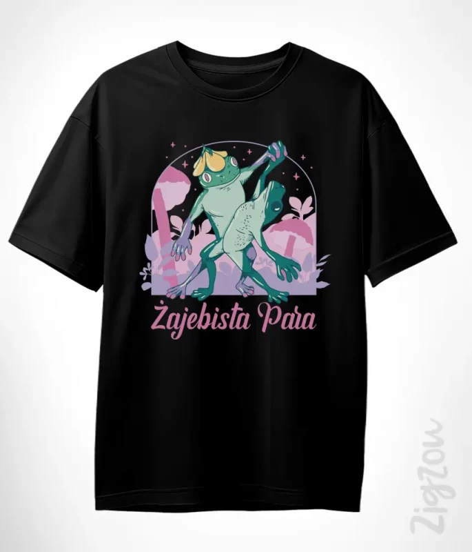 T-shirt oversize z nadrukiem - Żajebista para