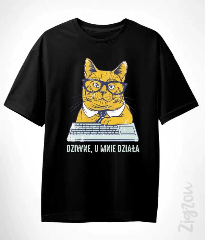 T-shirt oversize z nadrukiem - Dziwne, u mnie działa