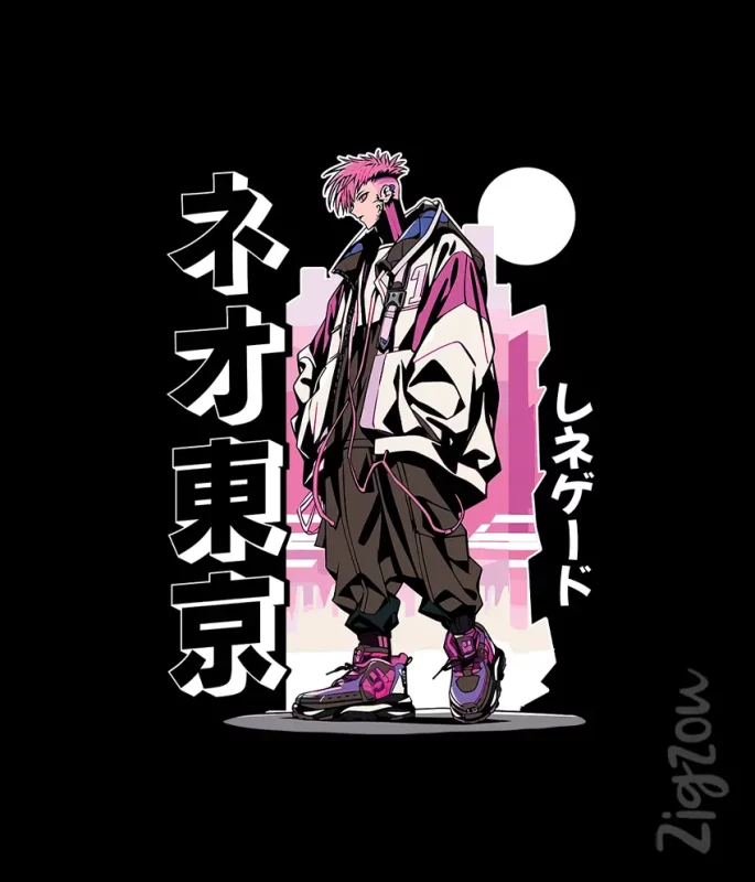 Pink Hair Man anime manga nadruk na t-shirt