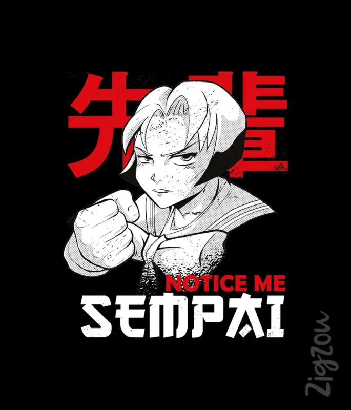 Notice me senpai - nadruk na t-shirt w japońskim stylu anime manga