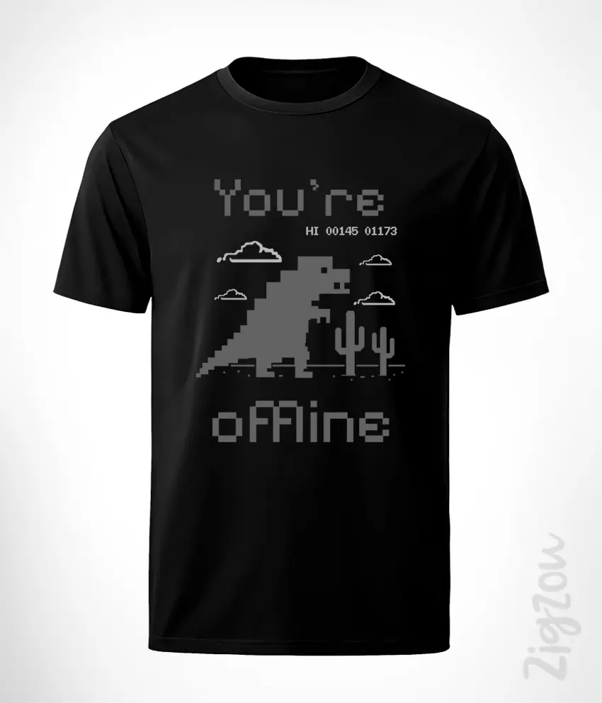 GAME-011-M czarny new Koszulka męska z nadrukiem - You're offline