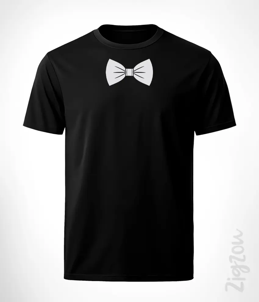 OCC-005-M czarny Koszulka męska z nadrukiem - Mucha pod szyję