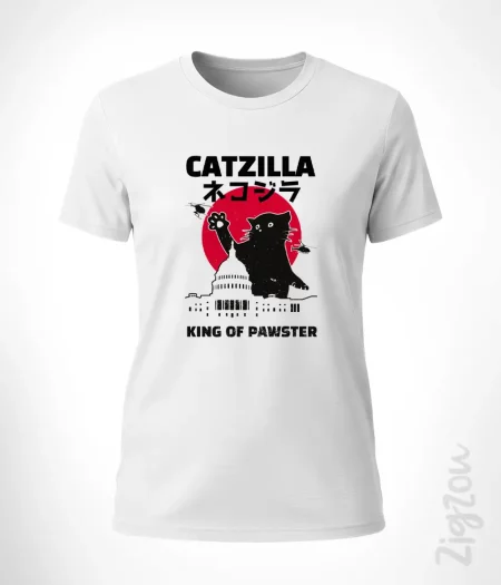 Catzilla king of pawster - koszulka damska z dowolnym nadrukiem online