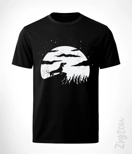 Jamnik z księżycem - koszulka męska z dowolnym nadrukiem online