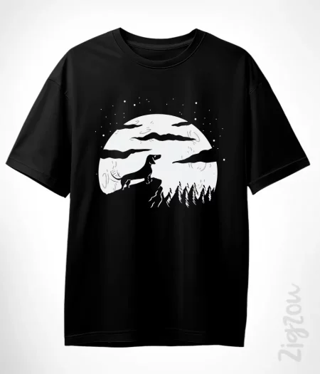 Jamnik z księżycem - koszulka oversize z dowolnym nadrukiem online