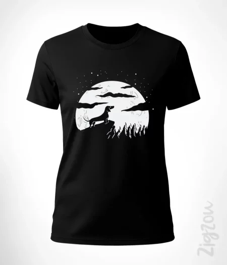 Jamnik z księżycem - koszulka damska z dowolnym nadrukiem online