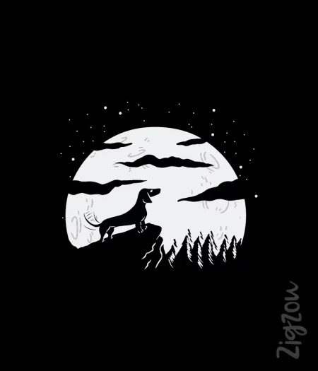 Jamnik z Księżycem - nadruk na t-shirt