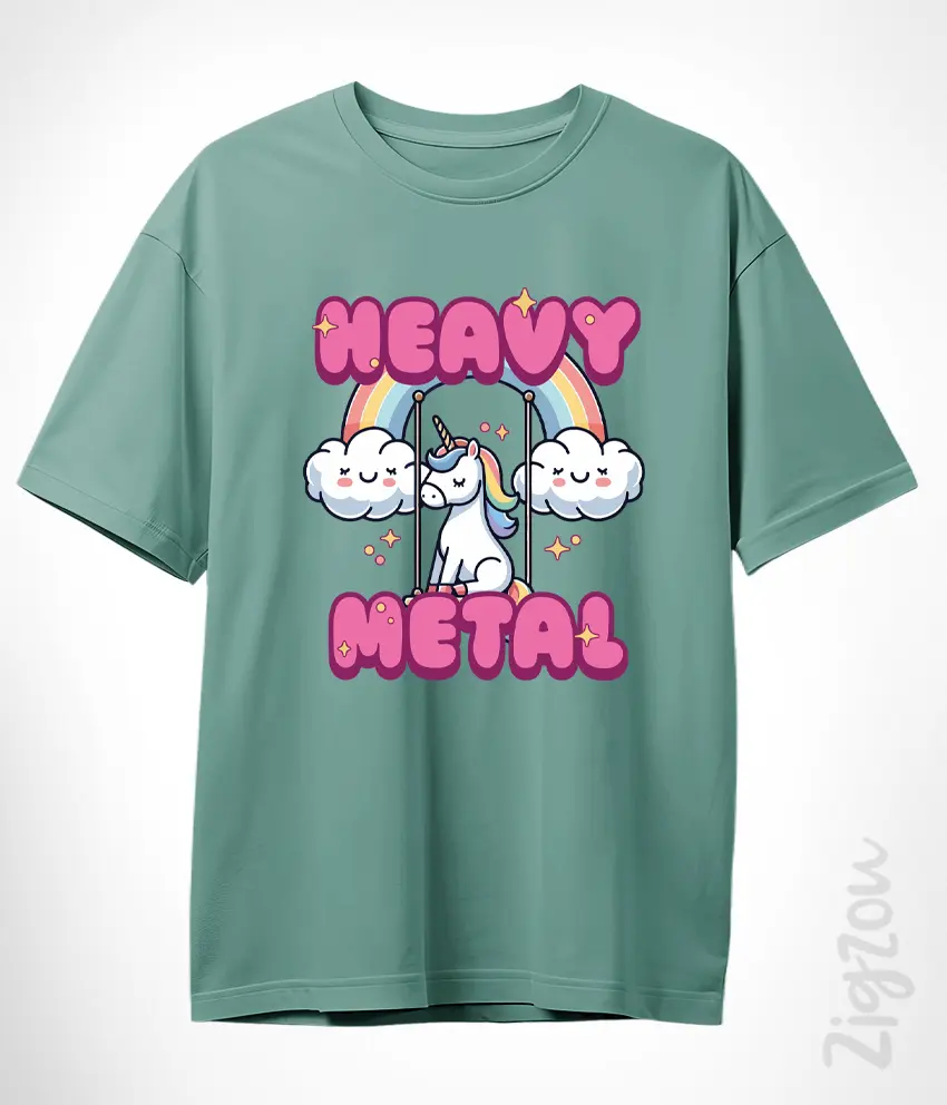 FUN-046-O teal Heavy metal - koszulka oversize z dowolnym nadrukiem online