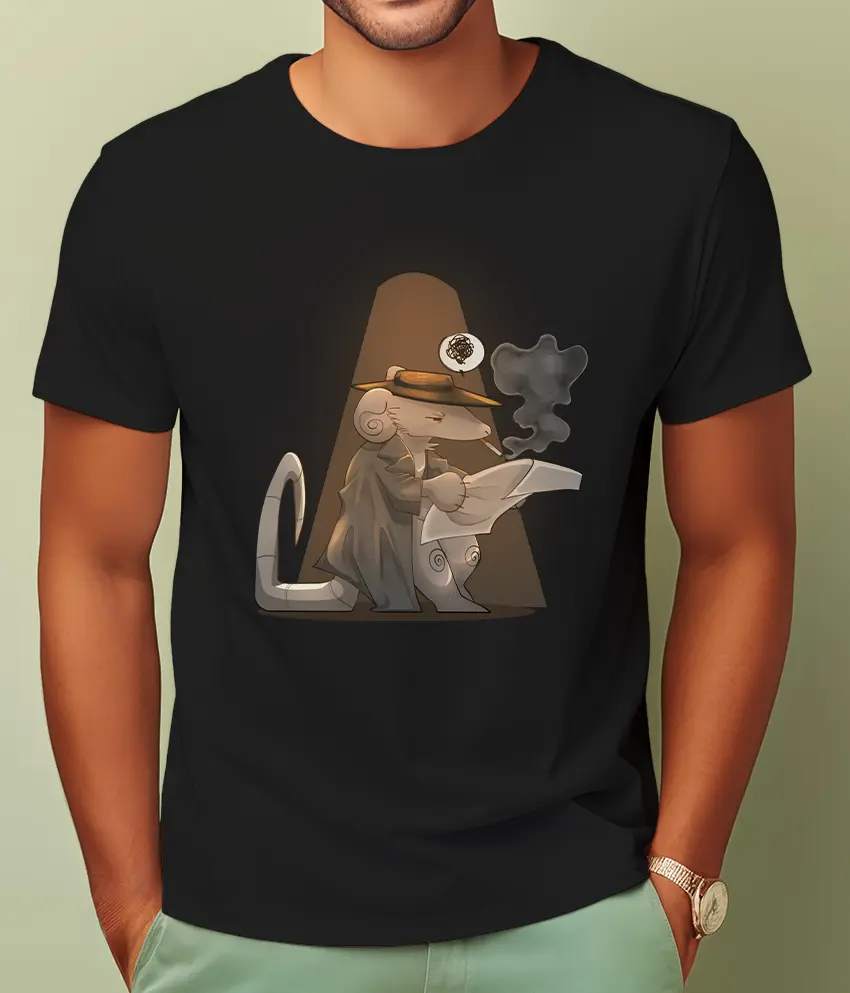 ART-007-M czarna Detective cheese - koszulka męska z dowolnym nadrukiem online