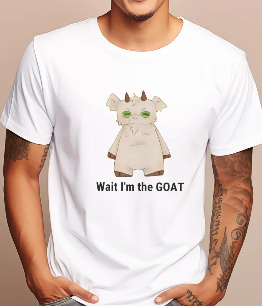 ART-008-M biała Wait I'm the GOAT - koszulka męska z dowolnym nadrukiem online