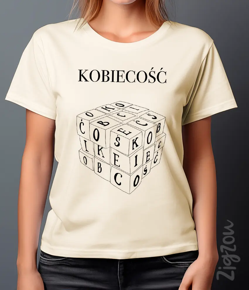 ART-011-W-maślany Kobiecość - koszulka damska z nadrukiem online