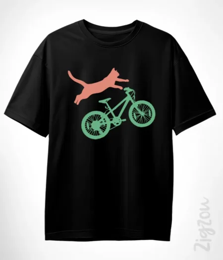 Kot na rowerze - koszulka oversize z dowolnym nadrukiem online