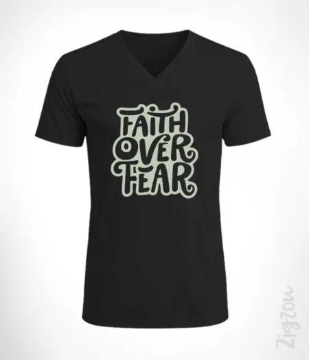 Faith Over Fear - Koszulka z dekoltem z dowolnym nadrukiem online