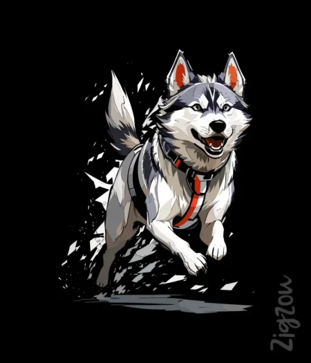 Husky - nadruk na t-shirt