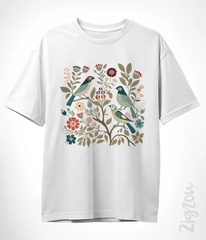 GRD-FLK-006-O biała Garden Folk - koszulka oversize z dowolnym nadrukiem online