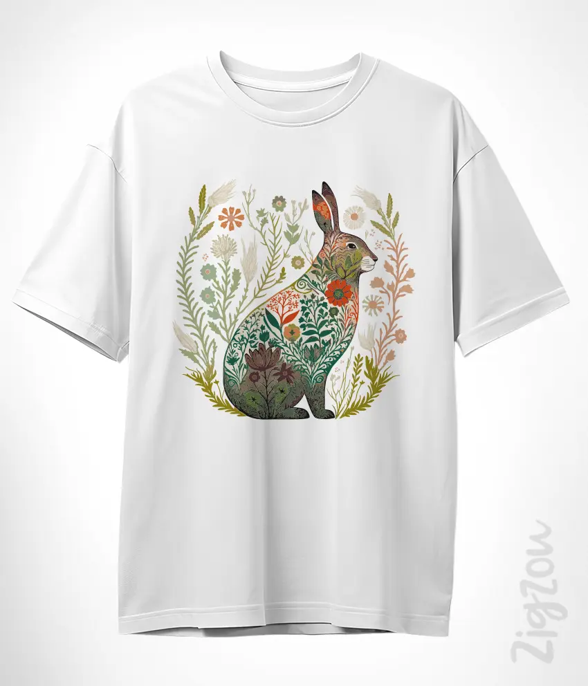 GRD-FLK-012-O biała Zając Tattoo - koszulka oversize z dowolnym nadrukiem online