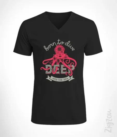 Born to Dive Deep - Koszulka z dekoltem z dowolnym nadrukiem online