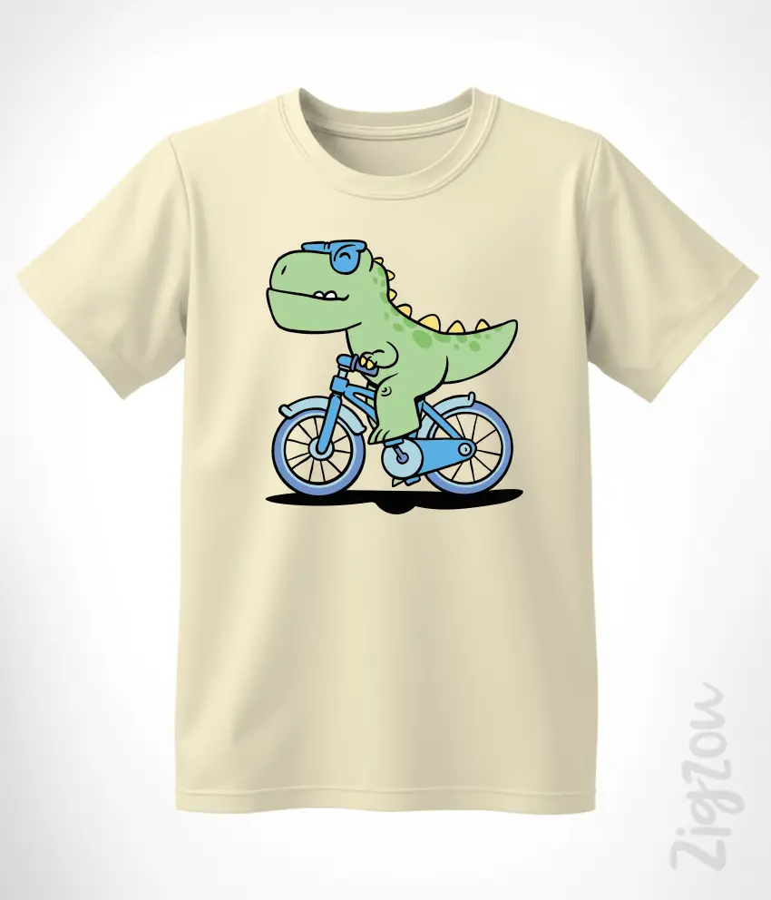 FUN-048-K maślany T-rex na rowerze - koszulka dla dzieci z dowolnym nadrukiem online