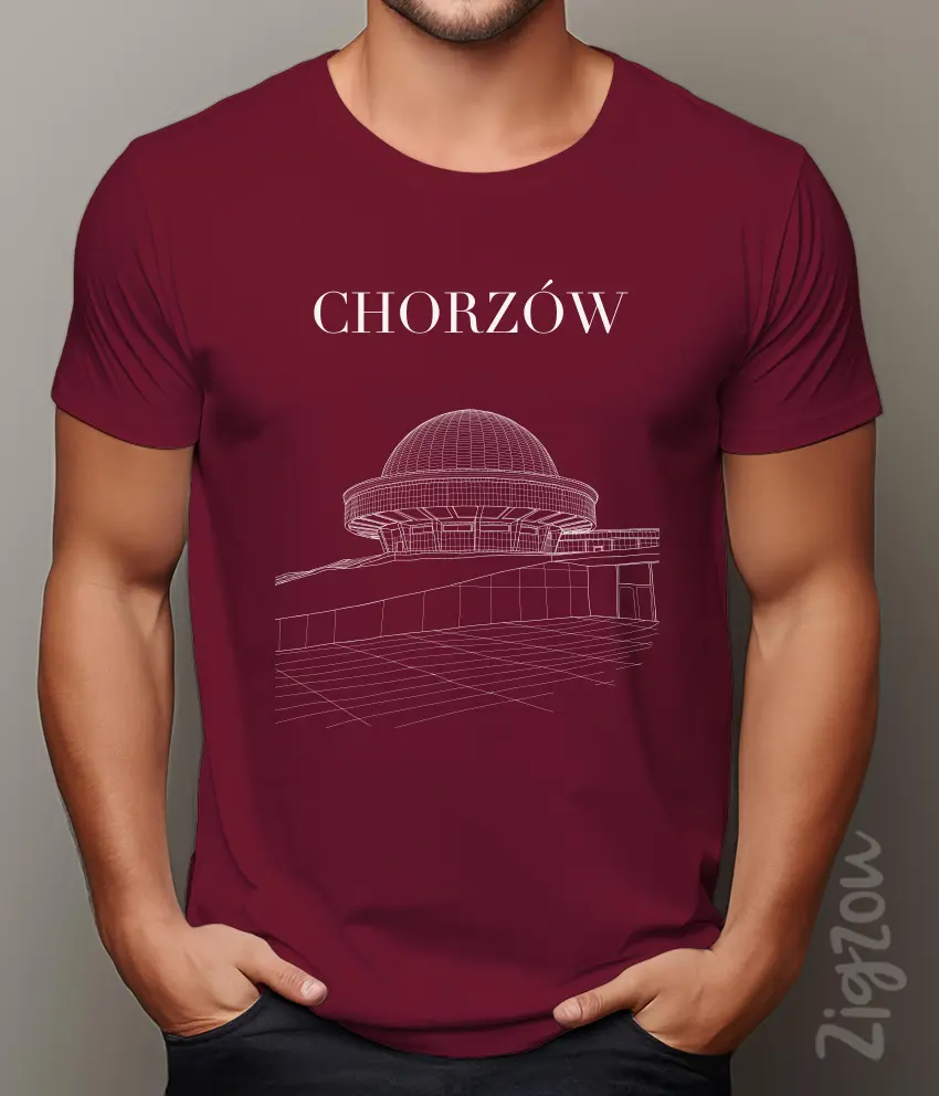 ART-017-M bordo Planetarium Chorzów - koszulka męska z dowolnym nadrukiem online