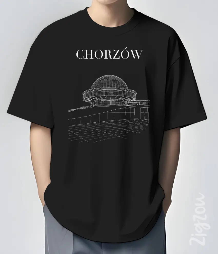 ART-017-O czarna Planetarium Chorzów - koszulka oversize z dowolnym nadrukiem online