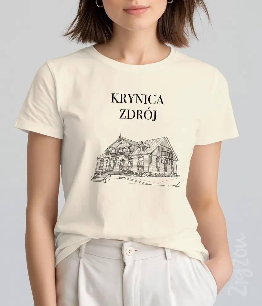 ART-018-W maślany Krynica Zdrój - koszulka damska z dowolnym nadrukiem online