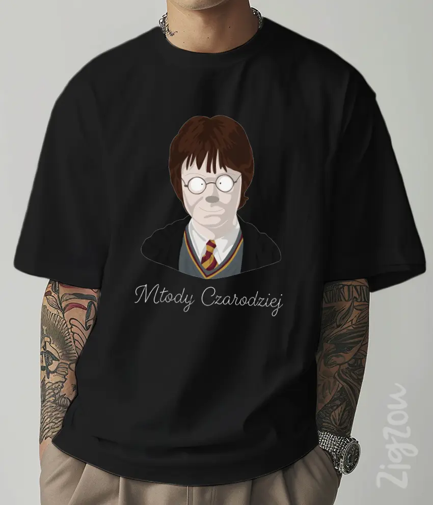 ART-020-O czarna Młody Czarodziej - koszulka oversize z dowolnym nadrukiem online