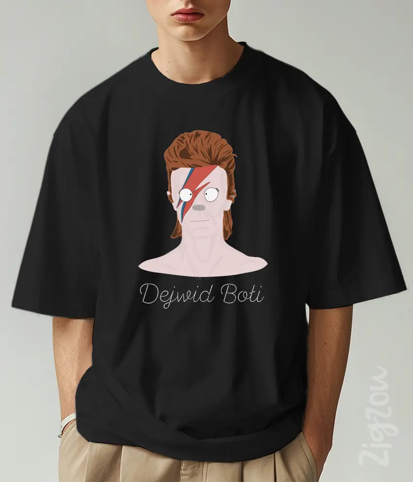 ART-021-O czarna Dejwid Bołi - koszulka oversize z dowolnym nadrukiem online