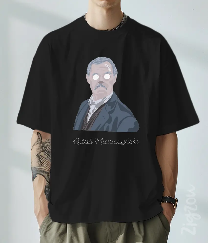 ART-022-O czarna Adaś Miauczyński - koszulka oversize z dowolnym nadrukiem online