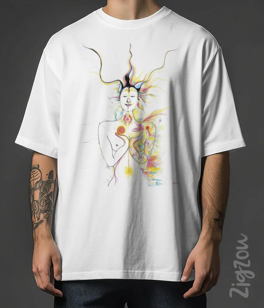 ART-028-O biała She is Peace - koszulka oversize z dowolnym nadrukiem online
