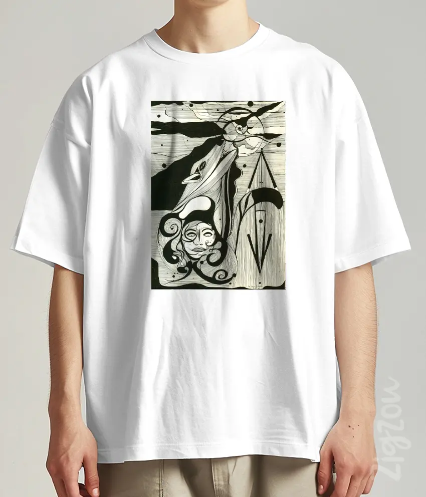 ART-031-O biała Woman The Wolf - koszulka oversize z dowolnym nadrukiem online