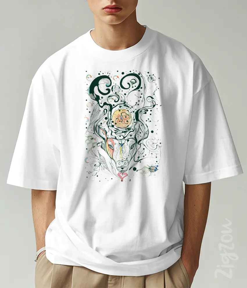 ART-038-O biała Taurus - koszulka oversize z dowolnym nadrukiem online