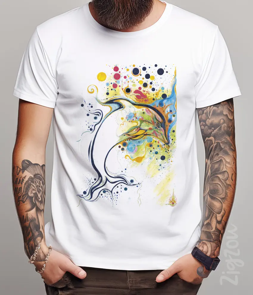 ART-039-M biała The Dolphin - koszulka męska z dowolnym nadrukiem online
