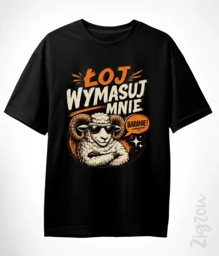 czarna koszulka oversize z nadrukiem z tiktoka - Oj, wymasuj mnie Romanie