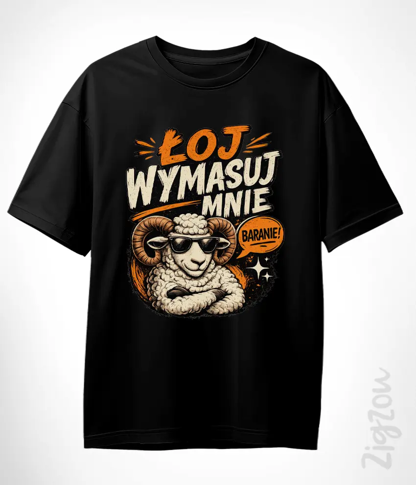 FUN-050-t-shirt-oversize-czarny-best czarna koszulka oversize z nadrukiem z tiktoka - Oj, wymasuj mnie Romanie