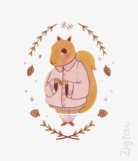 Jesienna wiewiórka - grafika