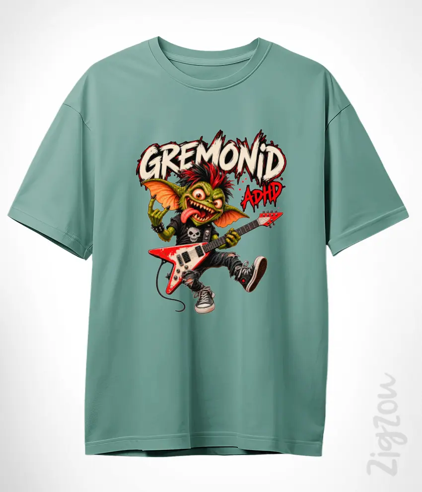 MONS-022-O teal Gremonid gremlin z ADHD - koszulka oversize z dowolnym nadrukiem online